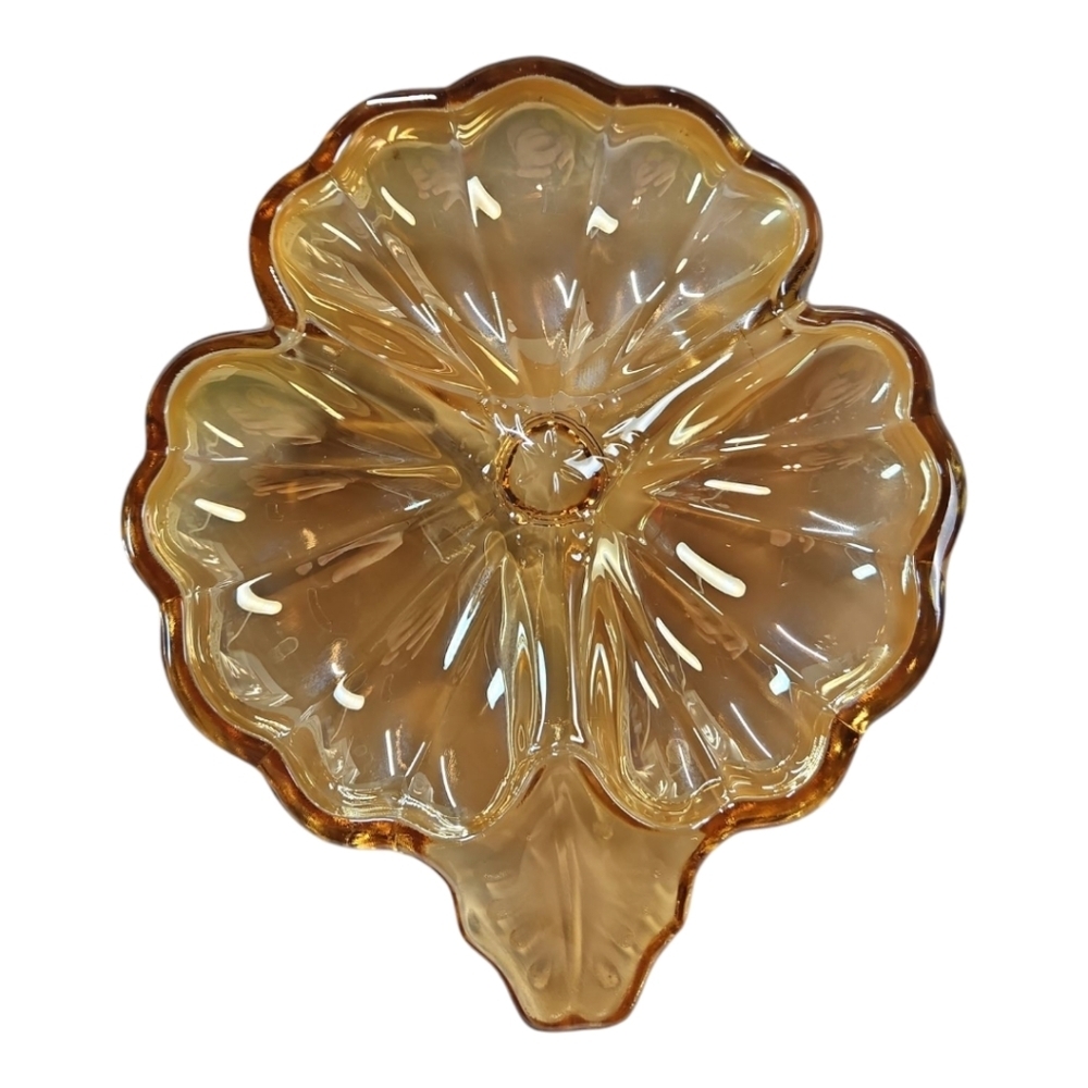 Vintage Jeanette Glassware 1960's Marigold Flower Clover Trinket Dish
